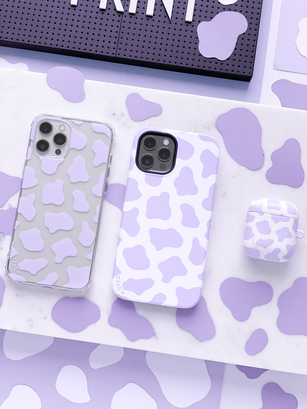 Cow Print Lilac AirPods Case - thefonecasecompany