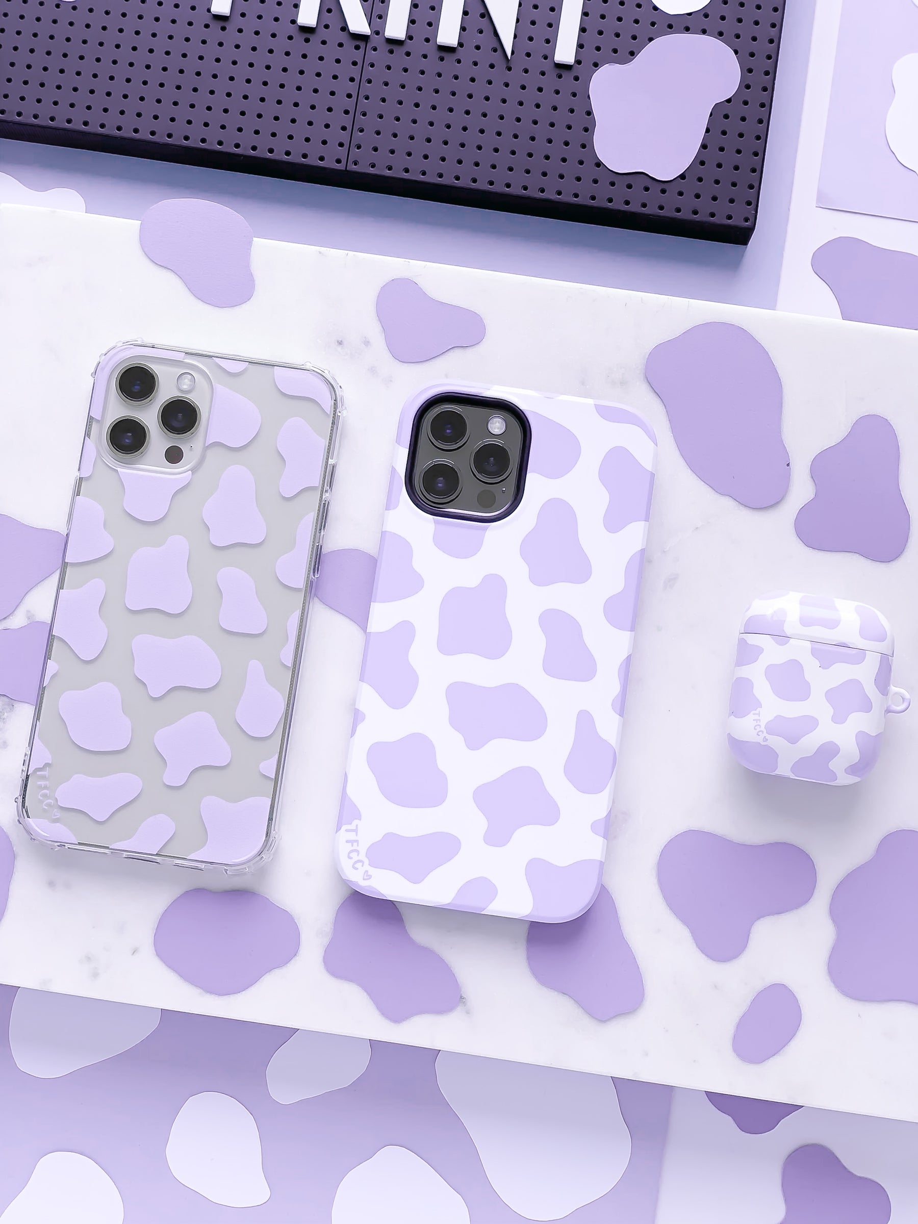 COW PRINT LILAC CLEAR CASE - thefonecasecompany