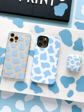 COW PRINT BLUE CLEAR CASE - thefonecasecompany