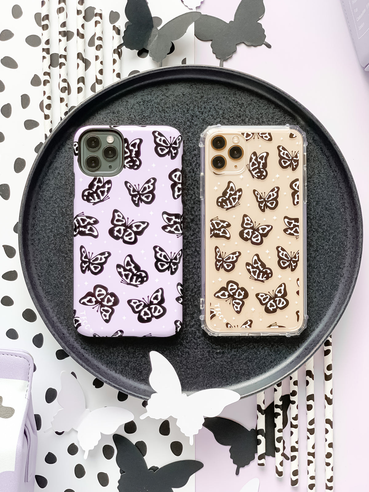 COW PRINT BUTTERFLY CLEAR CASE - thefonecasecompany