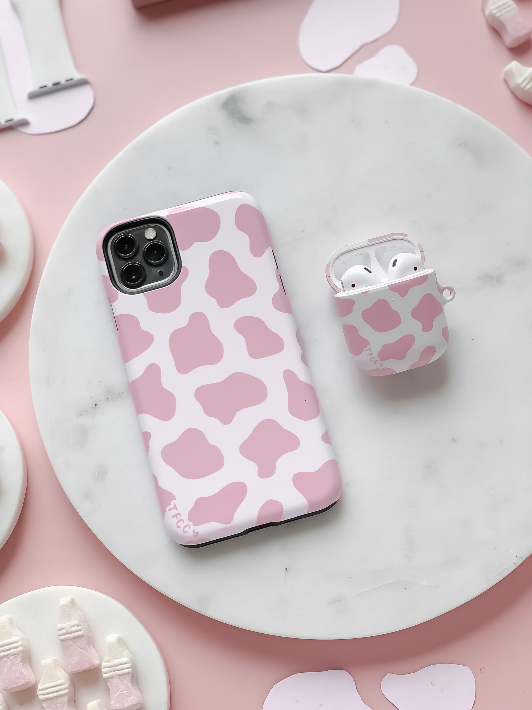 Cow Print Pink AirPods Case - thefonecasecompany