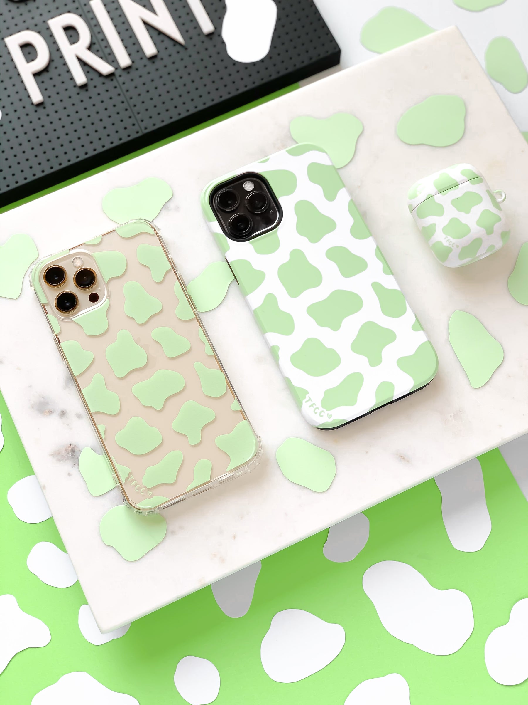 COW PRINT GREEN CASE - thefonecasecompany