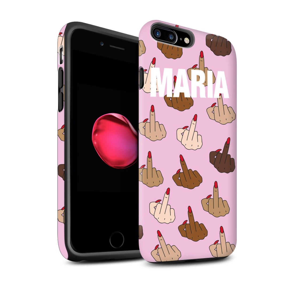PERSONALISED NAME PINK MIDDLE FINGER CASE - thefonecasecompany