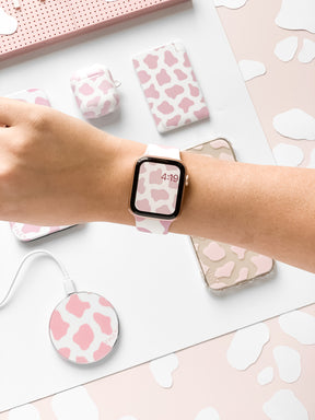 Cow Print Pink Apple Watch Strap - thefonecasecompany