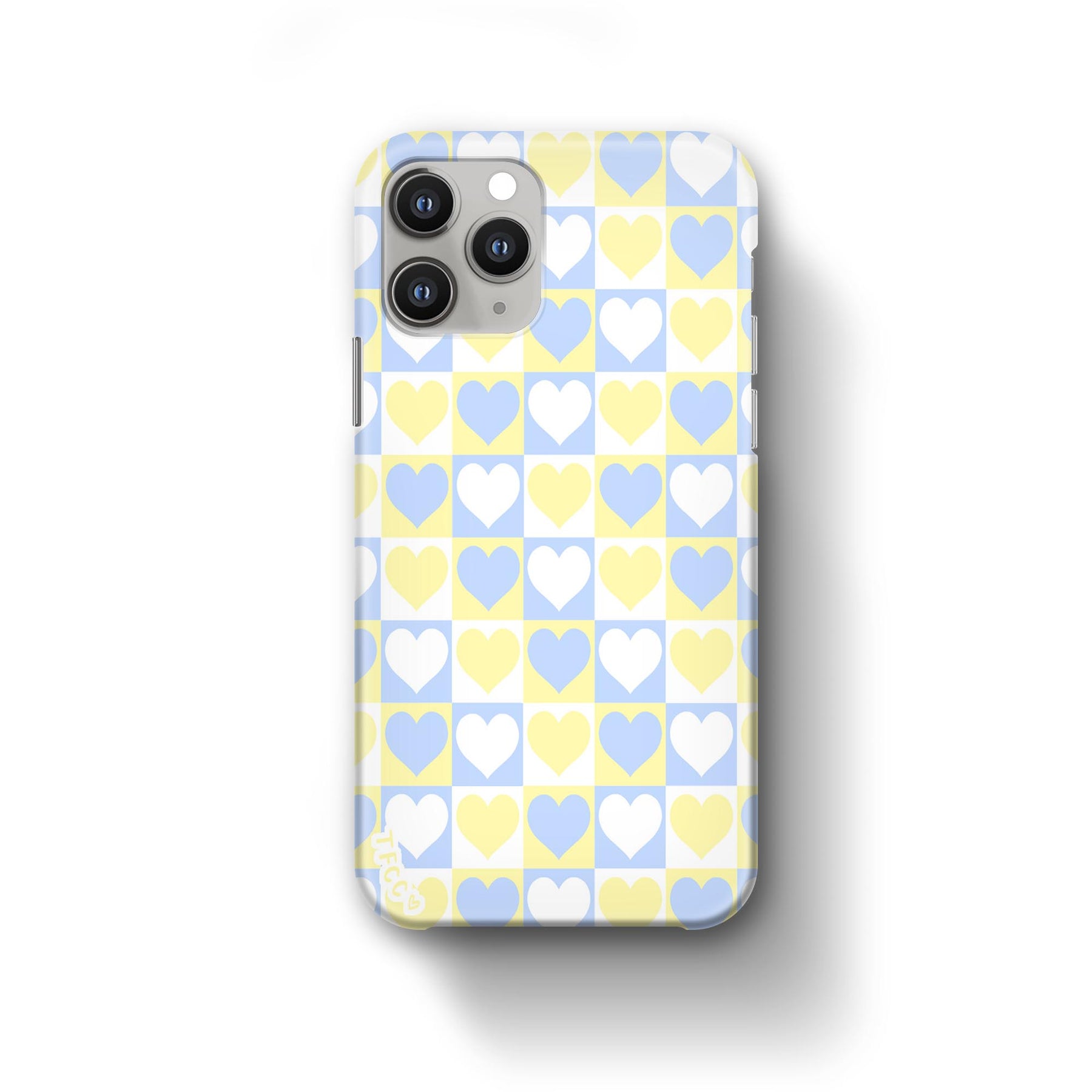 BLUE AND YELLOW HEART CHECK CASE - thefonecasecompany