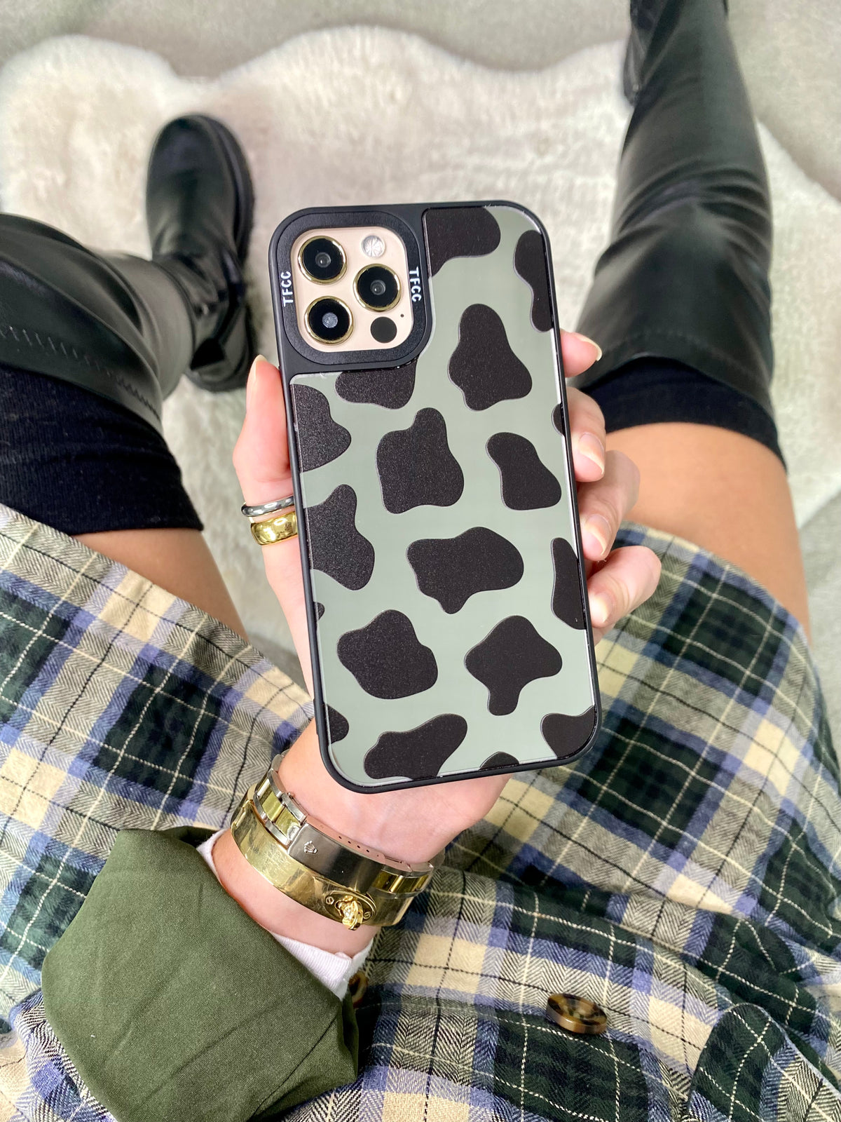 COW PRINT MIRROR CASE - thefonecasecompany