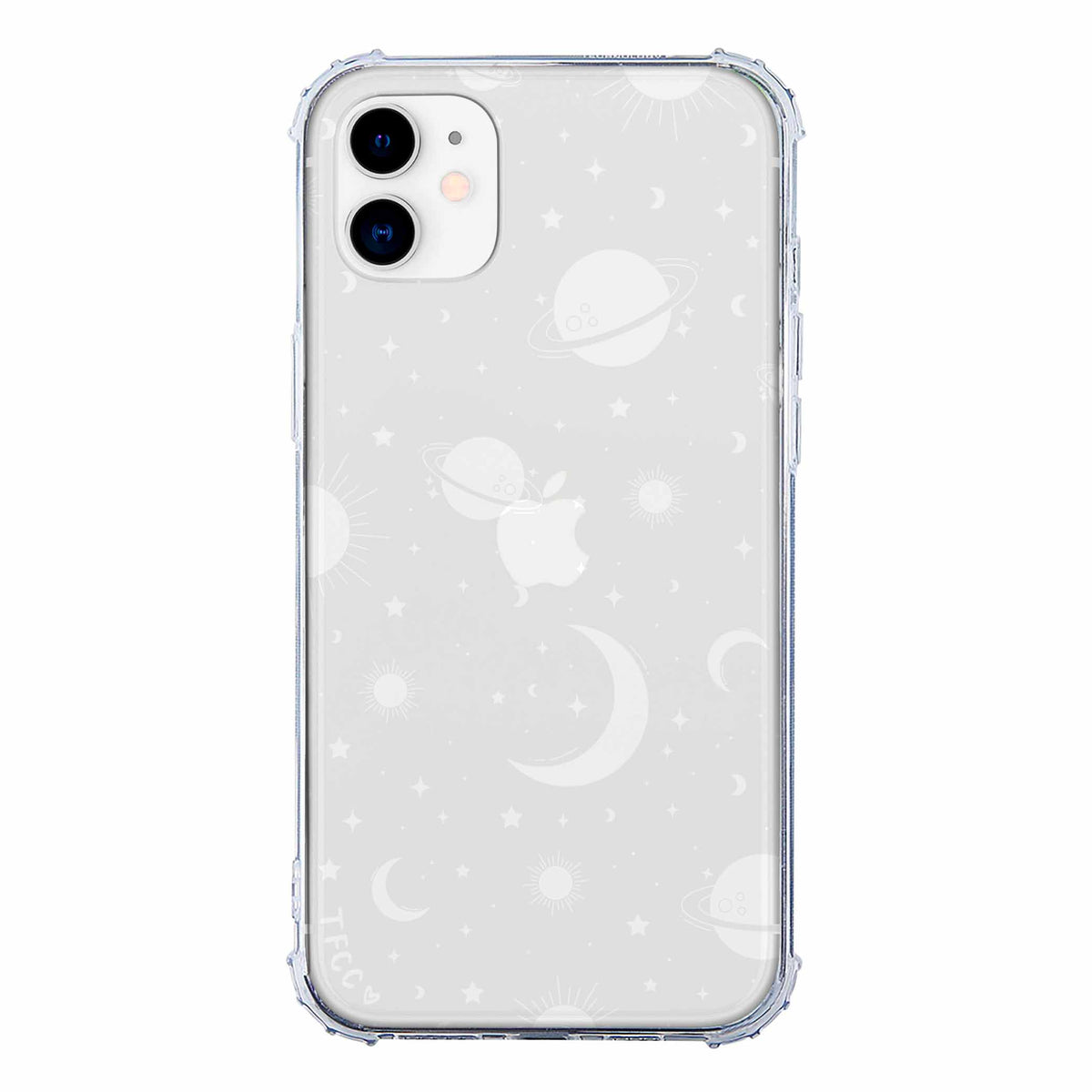 STARS AND MOON CELESTIAL WHITE CLEAR CASE - thefonecasecompany